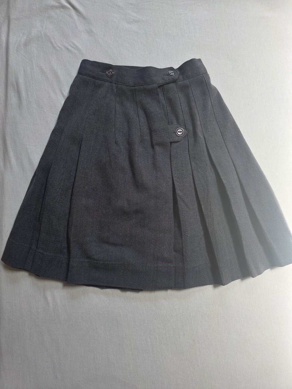 Flynn O’Hara Girls 12X Gray Pleated Herringbone School Uniform Skirt